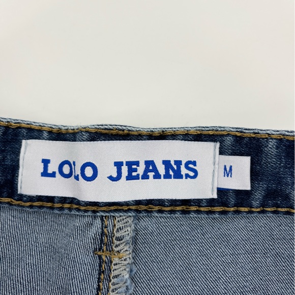 NWOT Lolo Jean Shorts Grunge Raw Edge Rolled Hem Flat Front Summer Size Medium - Picture 2 of 4